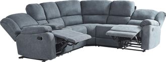 Beliani Beliani - Sof&aacute; Esquinero 5 Plazas Reclinable Manual Gris Oscuro Reposabrazos Portavasos Rokke