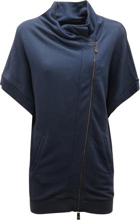 Pinko Atena Sweatshirt met korte mouwen - Dames - Vesten met rits - Blauw - S - Hoodies & sweatvesten