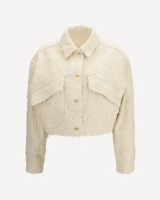 Brunello Cucinelli Fuzzy dyed denim outerwear Jacket with monili Female 40