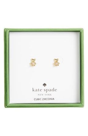 Kate Spade New York mini bear stud earrings in Pink/Gold at Nordstrom Rack