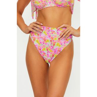 Beach Riot Highway High Waist Bikini Bottoms in Neon Bouquet at Nordstrom, Size X-Small