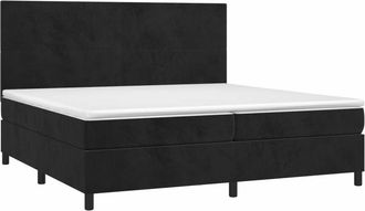 vidaXL Cama Box Spring Colch&oacute;n Y Led Terciopelo Negro 200x200 Cm Vidaxl
