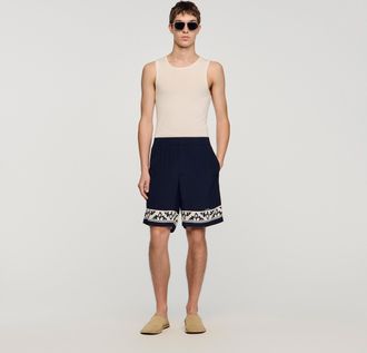 Sandro Contrast pattern floaty shorts