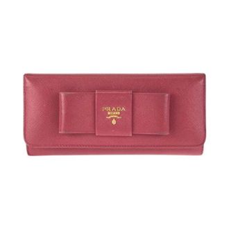 Prada Pre-owned Wallets, female, Pink, Size: ONE SIZE Pre-owned Saffiano Leather Long Wallet