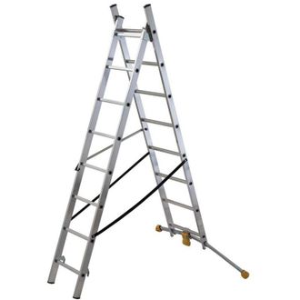 Hailo 1412-801-escalera Combinada De 2 Tramos Con Estabilizador Curvo Hobbylot (2x9)