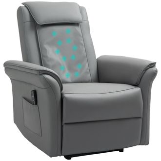 HOMCOM Kneading Massage Recliner Chair Breathable Leather Recliner Armchair | TJ Hughes Grey