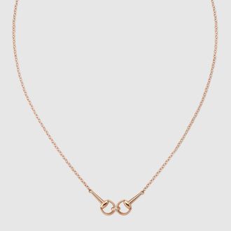 Gucci Horsebit Diamond 18k Chain Necklace, Gold, Rose Gold
