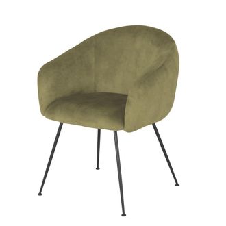 Maisons du monde Silla de terciopelo verde con reposabrazos