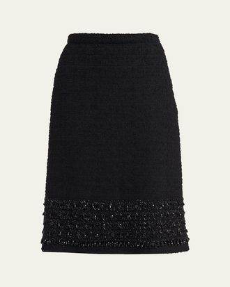 Valentino Garavani Embroidered Tweed Midi Skirt