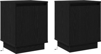 vidaXL Vidaxl - Bedside Cabinet 2 pcs Black 39 x 34.5 x 50 cm Engineered wood