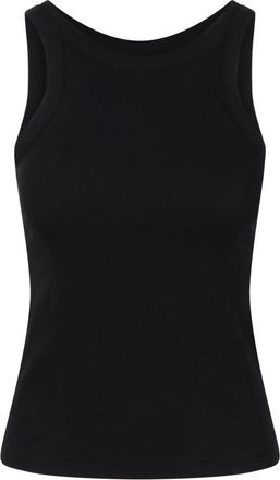 Toteme Gebogen Rib Tank Top - Dames - Tops zonder mouwen - Zwart - S - Katoen - Tops