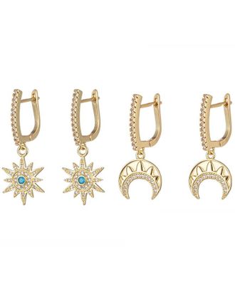 Eyecandy LA Eye Candy La Luxe Collection Cz Moon & Star Huggie Earrings