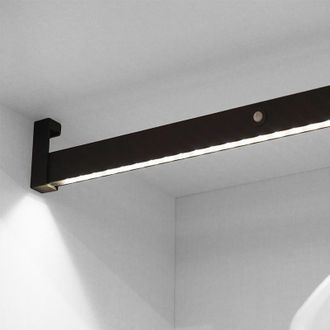 Emuca Barra Para Armario Con Luz Led Castor, Bater&iacute;a Extraible Y Sensor De Movimiento, L1.158mm, Pl&aacute;stico Y Aluminio, Gris Metalizado - Emuca