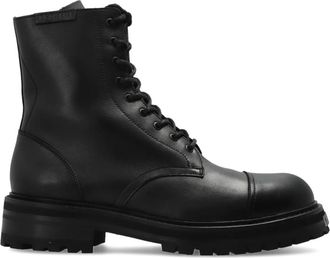 AllSaints Hank Leren Enkellaarzen - Heren - Veterlaarzen - Zwart - 45 EU - Leer - Schoenen