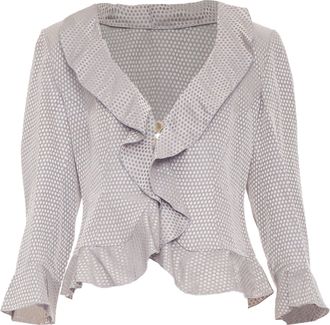 Giorgio Armani honeycomb woven linen blend ruffle jacket