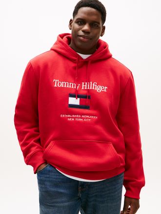 Tommy Hilfiger Big & Tall Hoodie BT-TOMMY EMBRO FLAG, Herren, Gr. 4XL, medium rot, Sweatware, Obermaterial: 64% Baumwolle, 36% Polyester, TOMMY HILFIGER BIG & TALL, regular fit