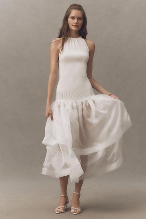 L&rsquo;Id&eacute;e Carrie Halter Drop-Waist Tiered Maxi Dress