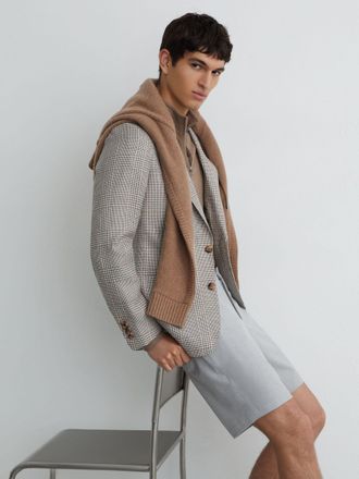 Reiss Soft Grey Drawstring Chino Shorts, 30