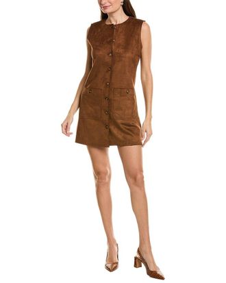 Ellen Tracy Button Front Vegan Suede Dress