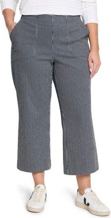 Nic+Zoe All Day Stripe Crop Wide Leg Pull-On Jeans in Blue Multi at Nordstrom Rack, Size 18W