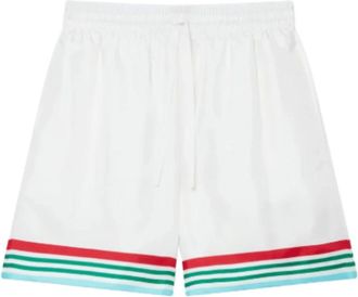 Casablanca Korte Broeken, Heren, Wit, S, Polyester, Casa Way World Series Silk Shorts