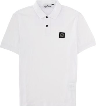 Stone Island White Shirt Collar Polo