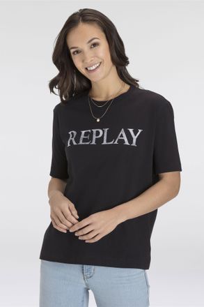 Replay T-Shirt mit Markenprint vorne