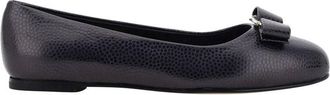 Ferragamo Black Calfskin Ballet Womens Flats
