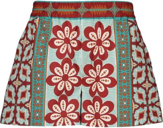 La DoubleJ Pagoda Plac&eacute;e Katoenen Poplin Shorts - Dames - Bermuda - Veelkleurig - M - Katoen - Korte Broeken