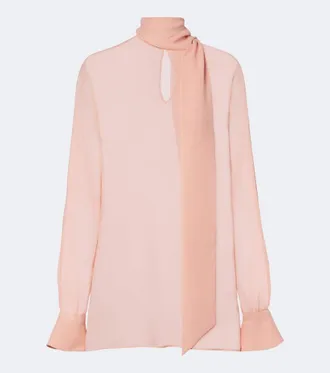 Valentino Tie-neck silk georgette blouse