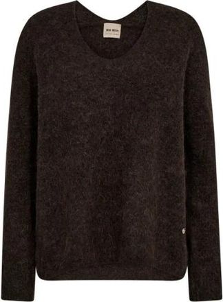 Mos Mosh Elegante V-hals Gebreide Trui - Dames - V-hals truien - Bruin - XL - Wol - Truien & Vesten