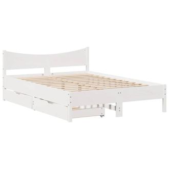 Berkfield Home Bed Frame with Drawers White 140x200 cm Solid Wood Pine