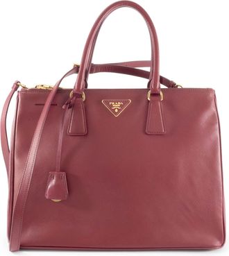 Prada Saffiano Bordeaux Leather Handbag Shoulder Bag Tote Bag (Pre-Owned)