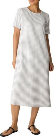 Eileen Fisher Stripe T-Shirt Midi Dress in Chalk at Nordstrom, Size Xx-Small
