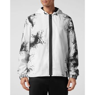 Plein Sport Windbreaker Splash Extreme Men in White/black at Nordstrom, Size Xxx-Large