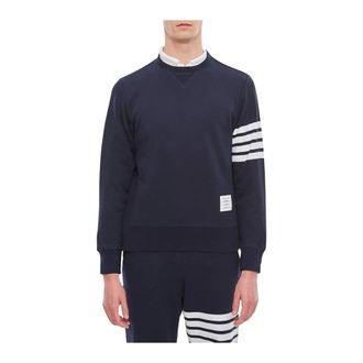 Thom Browne Sweatshirts, male, Blue, 2XL, Striped Crewneck Sweatshirt