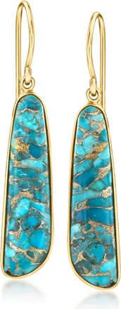 Ross-Simons Turquoise Drop Earrings in 18kt Gold Over Sterling