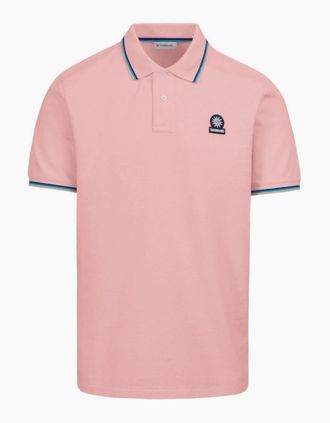 Sandbanks Mens Sandbanks Tipped Badge Pique Polo S1-26 Dusty Pink - Size: 48