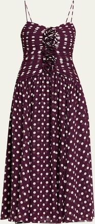 Cinq &agrave; Sept Camille Polka Dot Ruffled Midi Dress