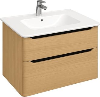Vitra Mueble Lavabo Suspendido Vitra Sento Round De 100 Cm En Roble Natural Dorado