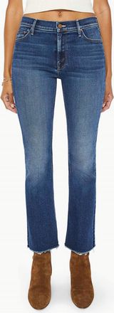 Mother Outsider Ankle Fray Flare Jeans In Uncharted Waters