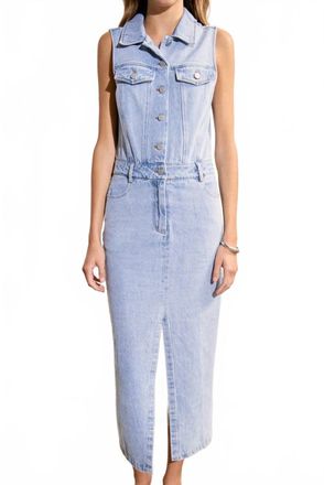 English Factory Sleeveless Maxi Denim Dress In Light Blue