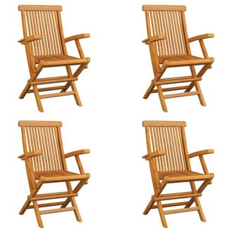 vidaXL Vidaxl - Sillas De Jard&iacute;n Plegables 4 Unidades Madera Maciza De Teca