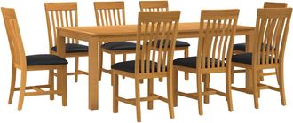 vidaXL Conjunto De Comedor 9 Uds. Negro Madera De Roble S&oacute;lido Vidaxl