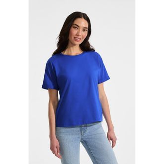 Lands End Oversized Supima Short Sleeve Crew Neck T-Shirt in Vibrant Lapis at Nordstrom, Size X-Small