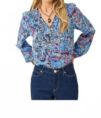 Lilly Pulitzer Elsa Silk Blouse Top In Multi Paisley Parade