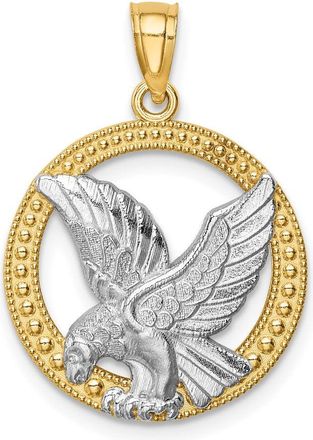 Diamond2Deal 14k Yellow Gold Rhodium Eagle Pendant
