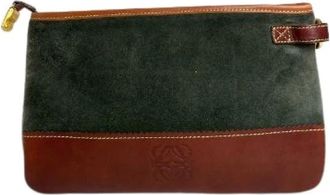 Loewe Pre-owned Clutches, female, Green, Size: ONE SIZE Pre-owned Leather Clutch