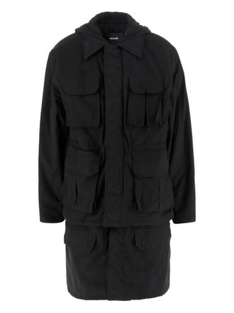 We11done hooded raincoat - men - Cotton - L - Black