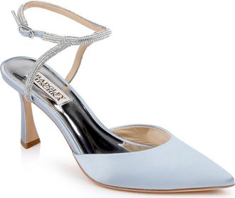 Badgley Mischka Collection Kamilah Ankle Strap Pump in Az Blu Sat at Nordstrom, Size 7.5